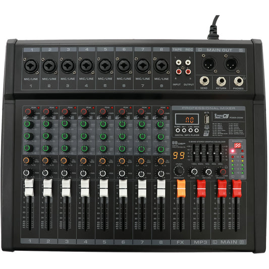 CONSOLA MEZCLADORA ACTIVA PC80S-350W PRO DJ