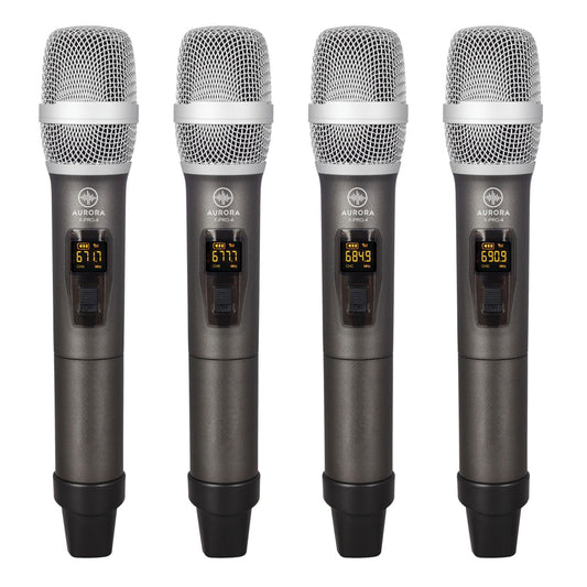 Set Combo De Micrófono Aurora X-Pro-4 Inalámbrico De Mano
