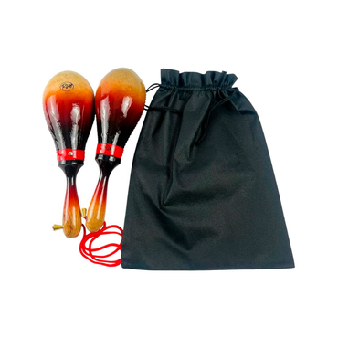 Par De Maracas En Cuero Natural + Estuche