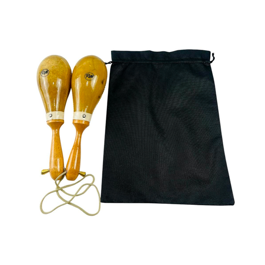 Par De Maracas En Cuero Natural + Estuche
