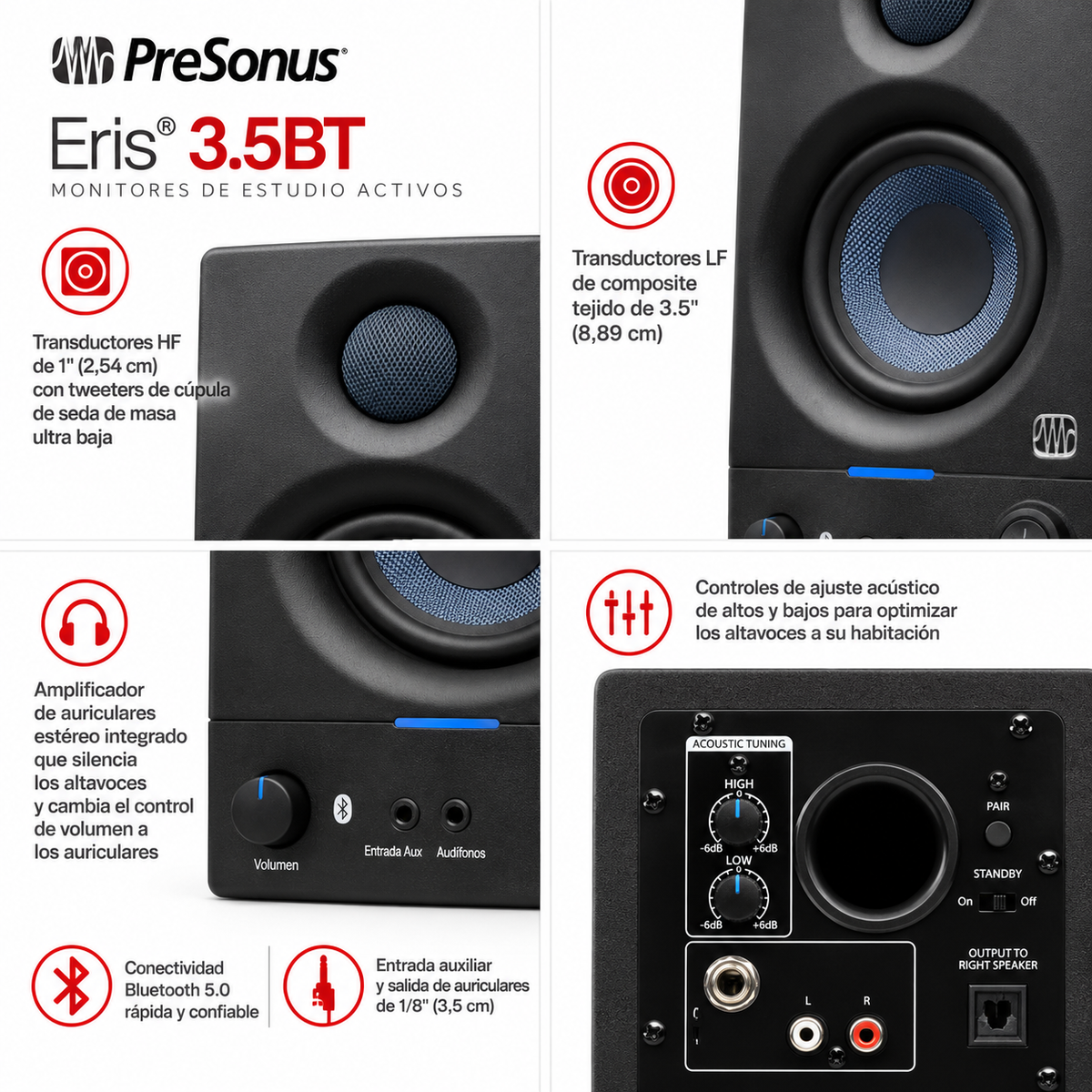 Monitores De Estudio Presonus Eris 3.5BT (par)
