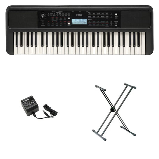 Teclado Organeta Yamaha Psr-e383 Adaptador + Base Doble