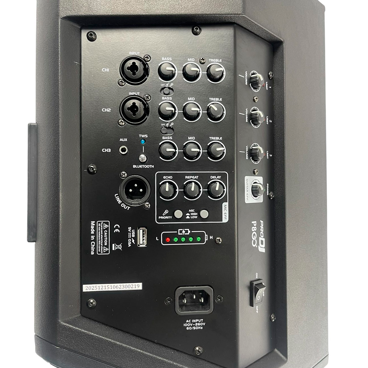 CABINA RECARGABLE PRODJ P8GO SISTEMA DE AUDIO RECARGABLE 8''