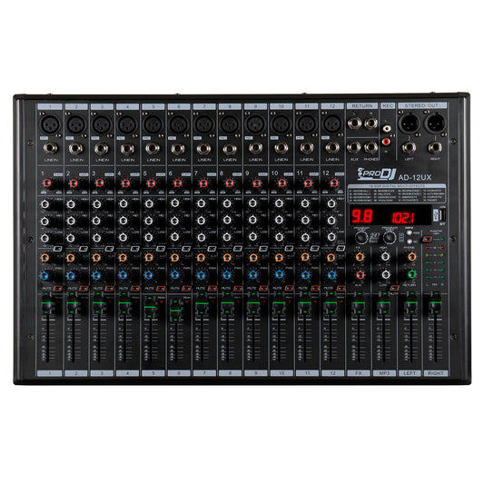 Consola Mezclador Pro Dj Ad12ux Bluetooh, Mp3, Usb