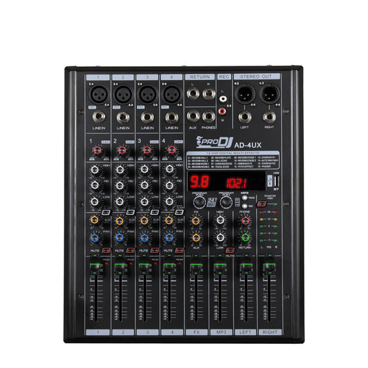 Consola Mezcladora Pro Dj Ad-4ux Mixer Análogo - Bluetooth