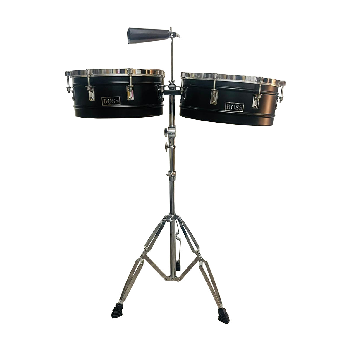 Timbal Latino Boss Negro 14-15 + Base + Campana + Baquetas