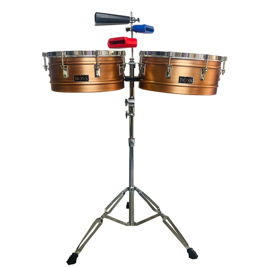 Timbal Latino Boss 14-15 Base + Campana + Jamblock Rojo-azul (copia)