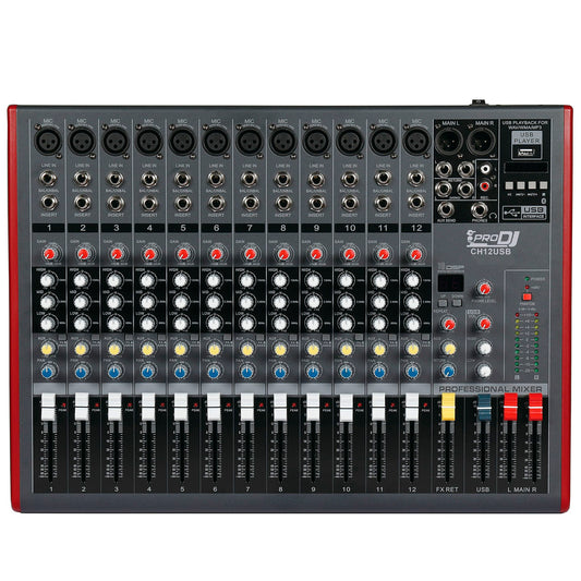 Consola Mezclador Pasiva Pro Dj Ch12, Bluetooth, Mp3, Usb