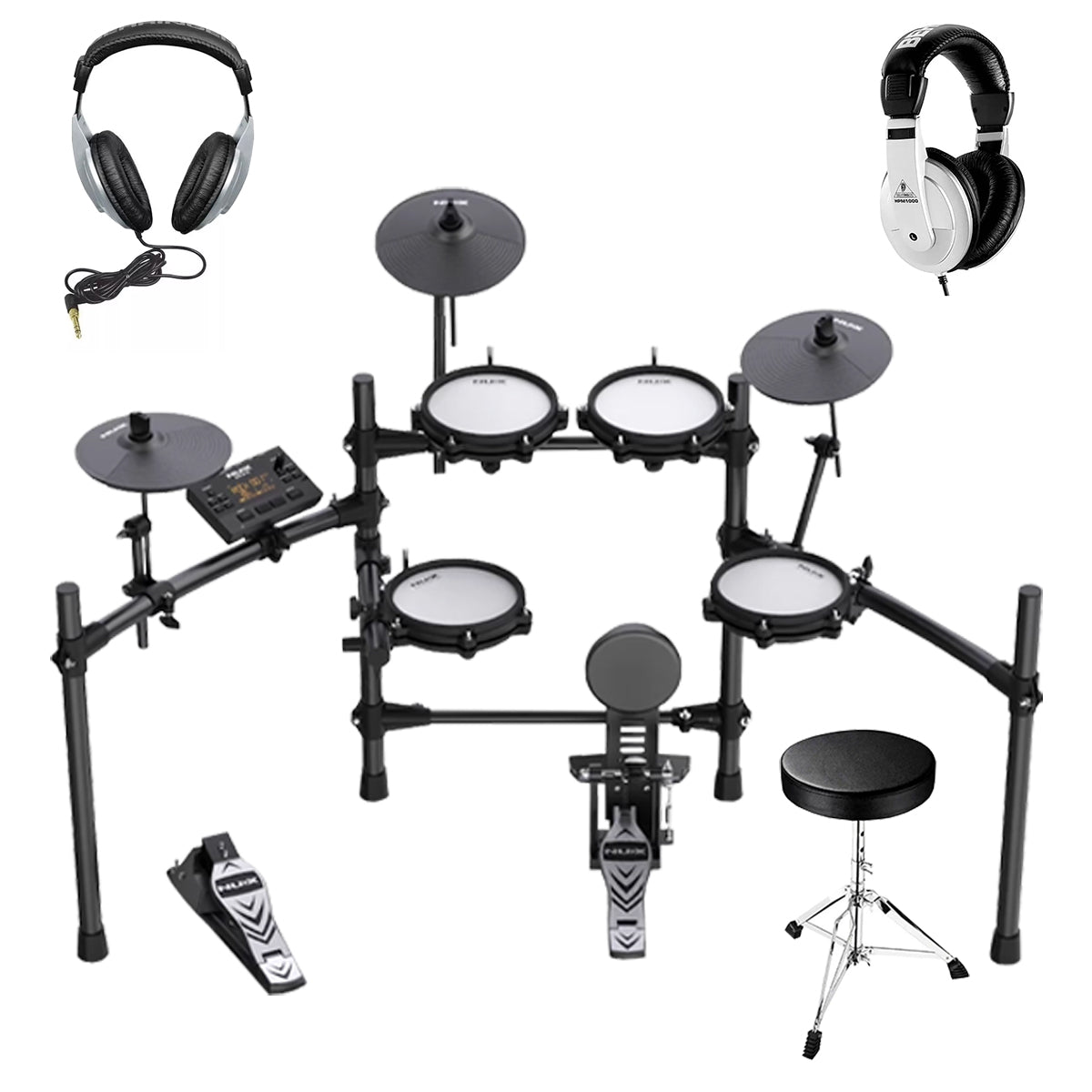 Batería Eléctrica Nux Dm-210 Pads Malla + Silla + Audífonos