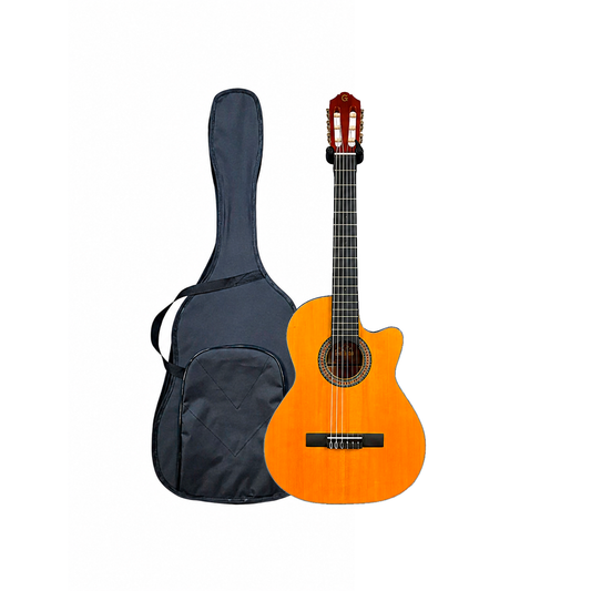 Guitarra Acústica Tapa En Cedro Macizo Gálica 38'' (96.5cm) CG-201 + Estuche Semiduro