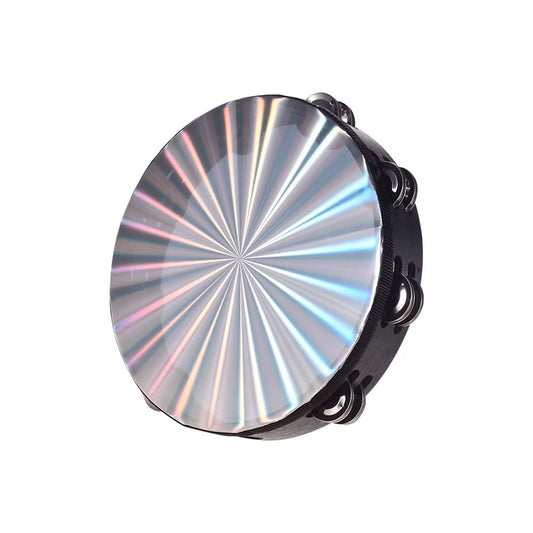 Pandereta Negra De Holograma 25 Cms - 32 Sonajeros