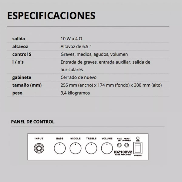 Amplificador Ibanez Para Bajo Electrico Ibz10bv2-n 10w