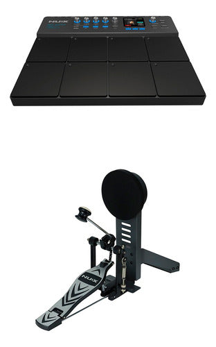 Percusion Drum Pad De Batería Dp-2000 + Bombo De Batería Nux