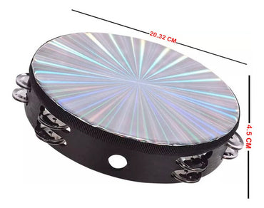 Pandereta Negra De Holograma 20 Cms - 24 Sonajeros
