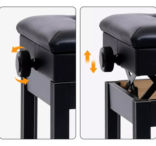 Silla Banqueta Para Piano Acústico Negra Ajustable Xh550-8