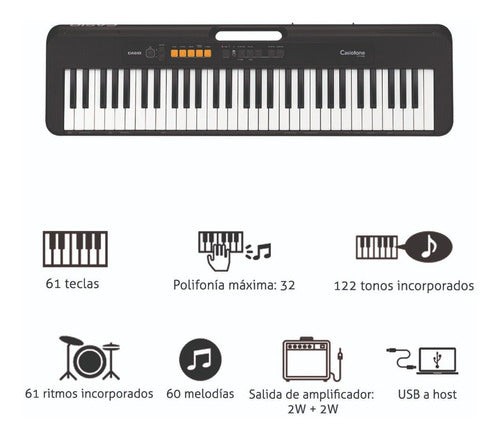 Organeta Casio Ct-s100, 5 Octavas, Con Adaptador + Base