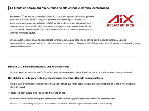 Teclado Organeta Casio Ctx-800 Adaptador + Base