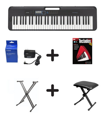 Teclado Organeta Casio Ct-s300 Adaptador+base+silla+método