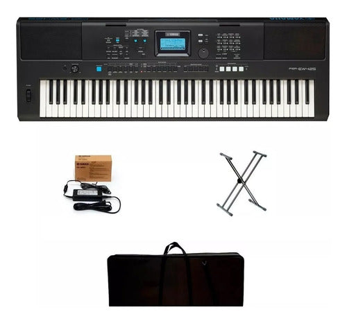 Teclado Yamaha Psr-ew425 Organeta + Adaptador + Base + Estuche