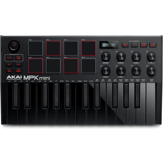 Teclado Controlador Midi Akai Mpk Mini3 Negro - Usb - Pad