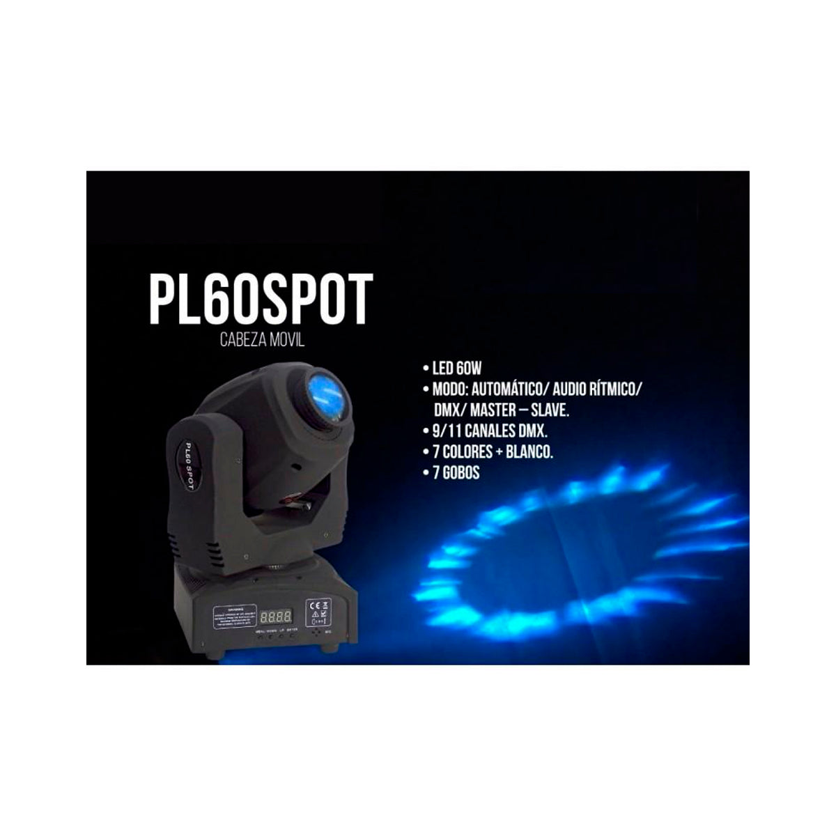 Luz Cabeza Móvil Spot Pro Dj Pl60 Spot Lighting Con Gobos