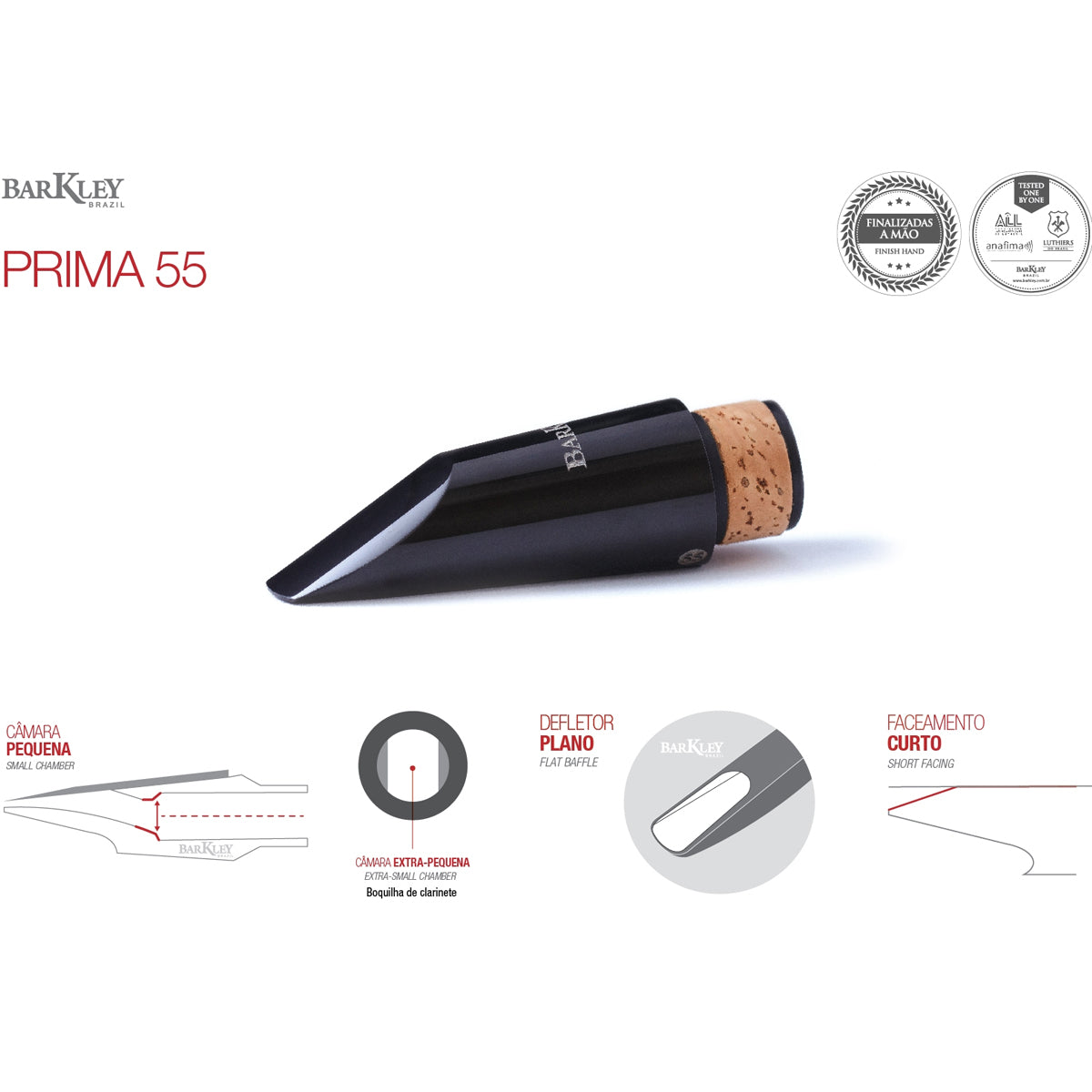 Boquilla Para Clarinete Barkley Prima 55 - Negra - Black