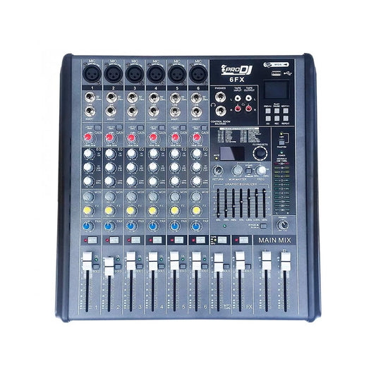 Consola Mezcladora Análoga Pro Dj 6fx Bluetooth - Mp3
