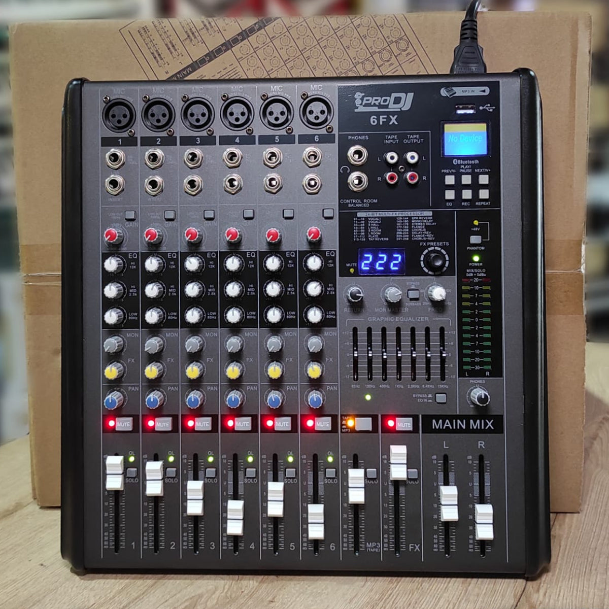 Consola Mezcladora Análoga Pro Dj 6fx Bluetooth - Mp3