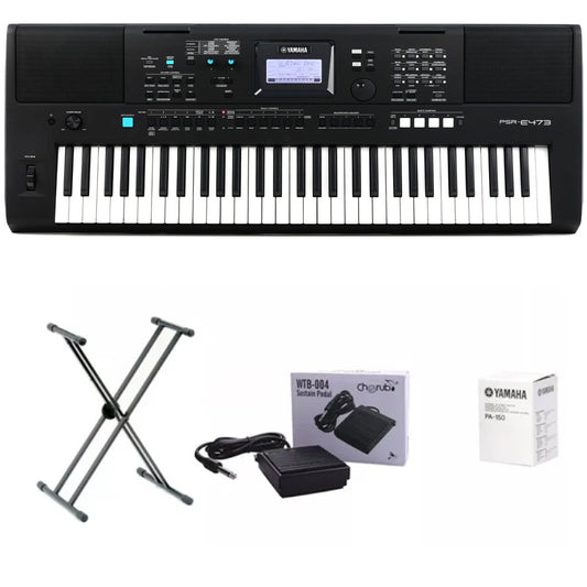 Teclado Yamaha Organeta Psr-e473 + Adaptador + Base + Pedal