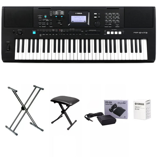 Teclado Yamaha Organeta Psr-e473 Adaptador+base+pedal+silla