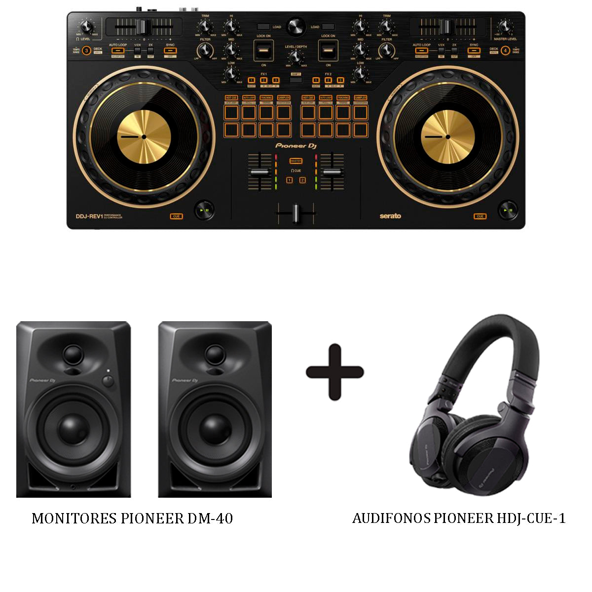 Controlador Dj Pioneer Ddj-rev1 N + Audífonos + Monitores