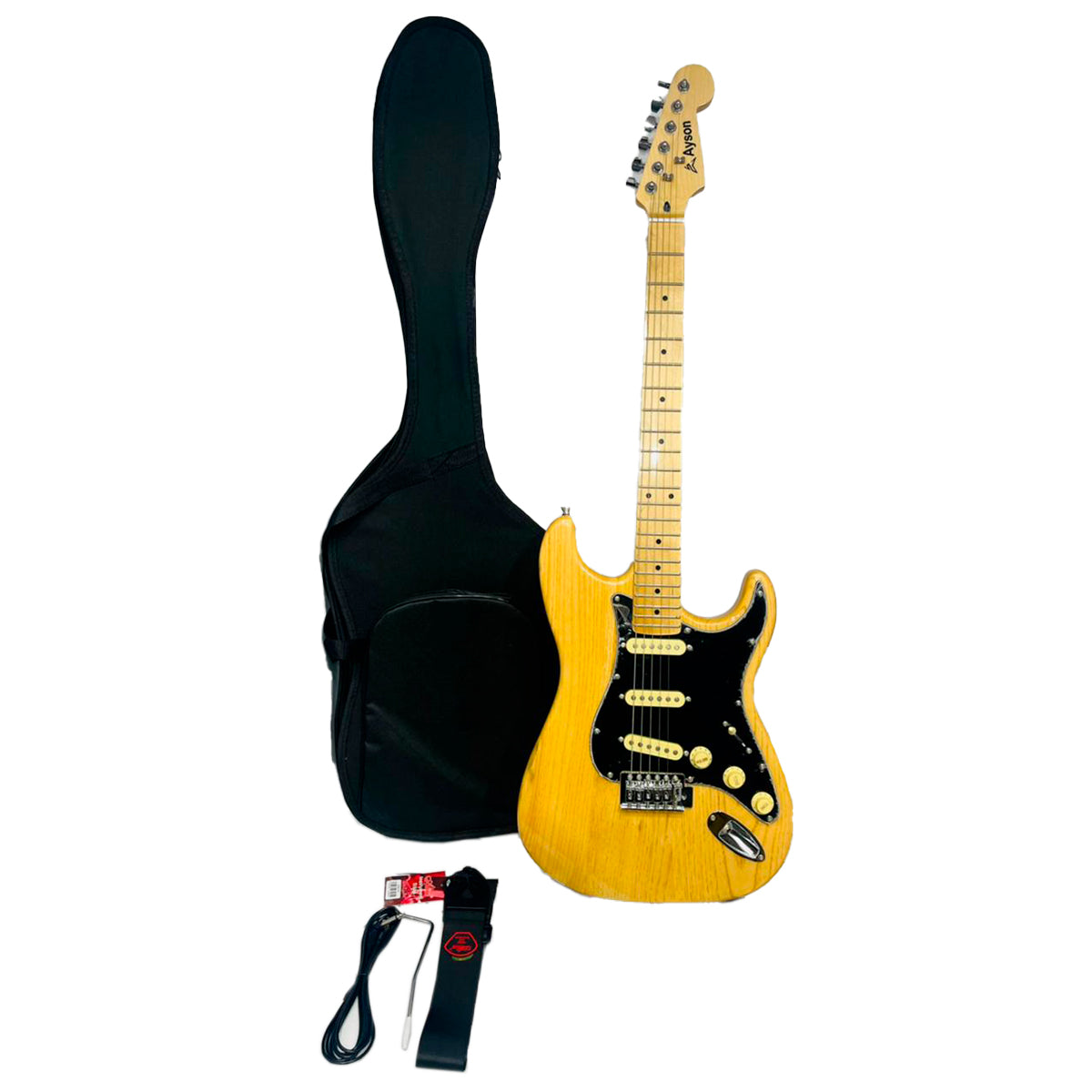 Kit Combo Guitarra Eléctrica Ayson Natural 6 Cuerdas