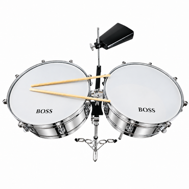 Timbal Latino Boss Cromado 14-15 + Base + Campana + Baquetas