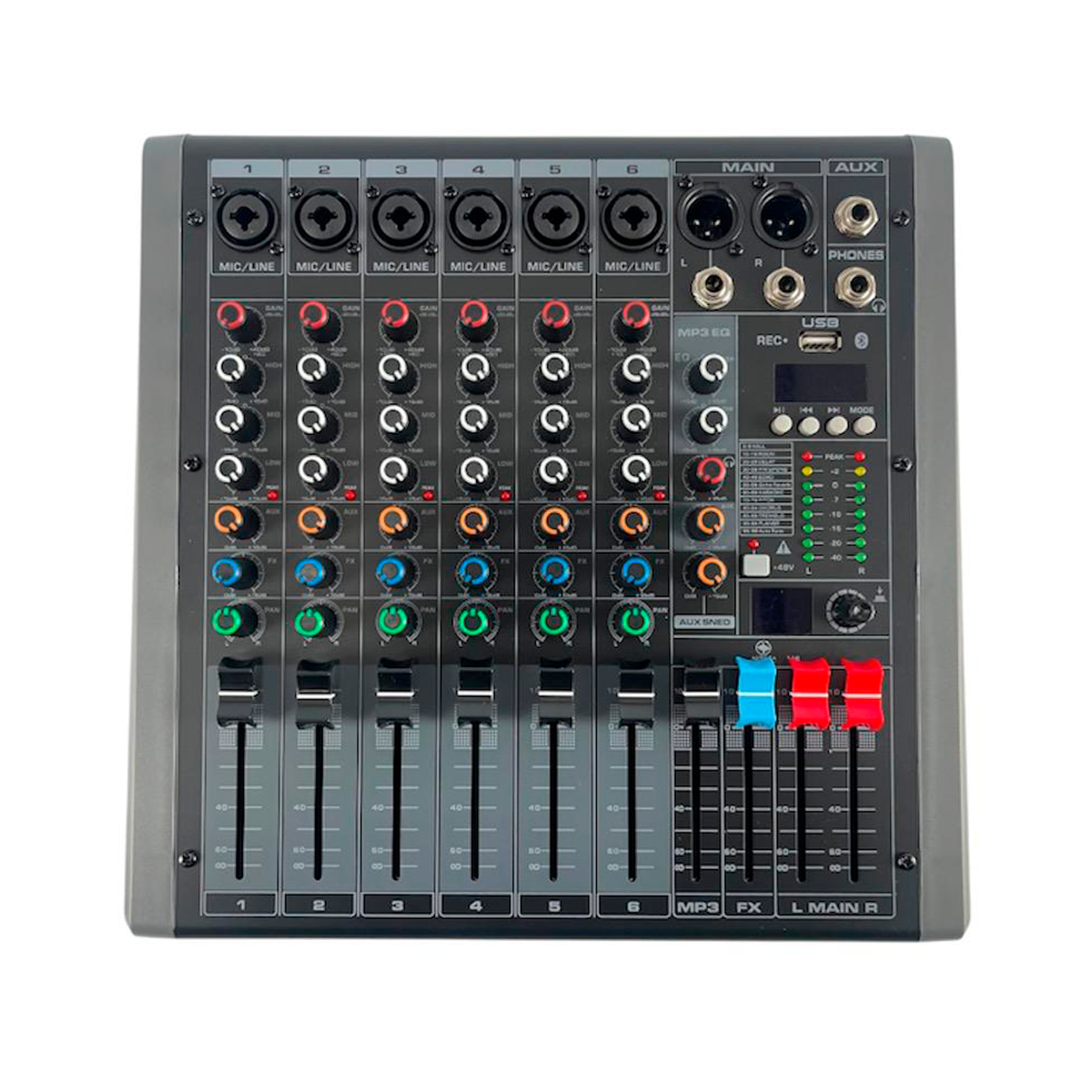 Consola Mezcladora Mixer De 6 Canales Con Efectos Aurora V6
