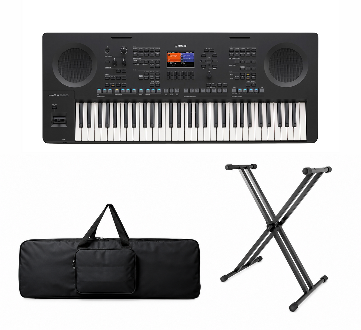 Teclado Yamaha Psr-sx620 Adaptador + Base Doble + Estuche