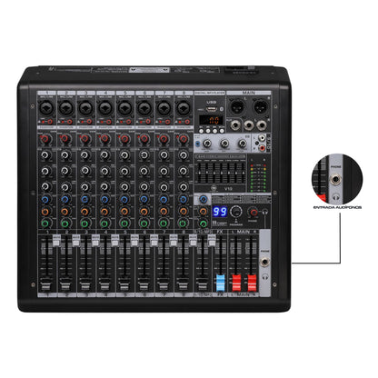 Consola Mezcladora Mixer De 10 Canales Con Efectos Aurora V10