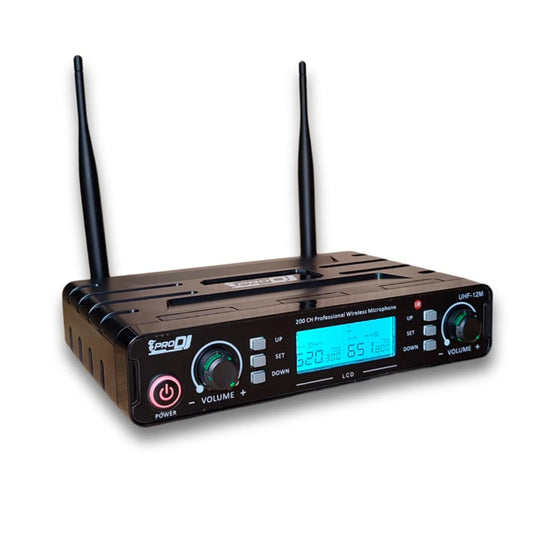 MICRÓFONO PRO DJ UHF-12M INALÁMBRICO DOBLE DE MANO
