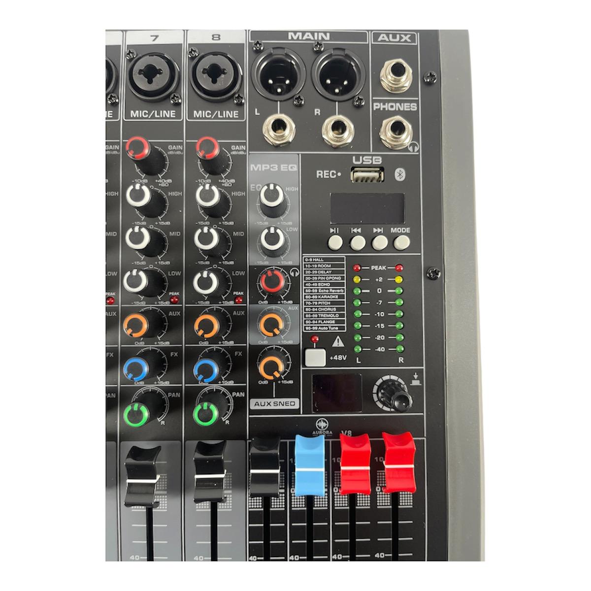 Consola Mezcladora Mixer De 8 Canales Con Efectos Aurora V8