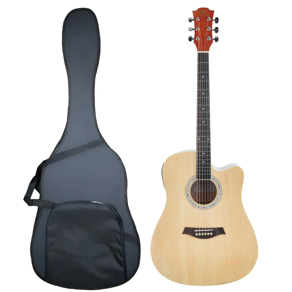 Guitarra Electroacústica Tipo Folk Ayson Cue Acero + Estuche