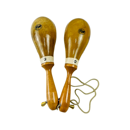Par De Maracas En Cuero Natural + Estuche