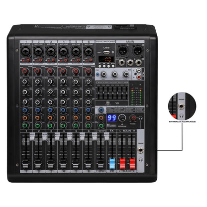 Consola Mezcladora Mixer De 8 Canales Con Efectos Aurora V8