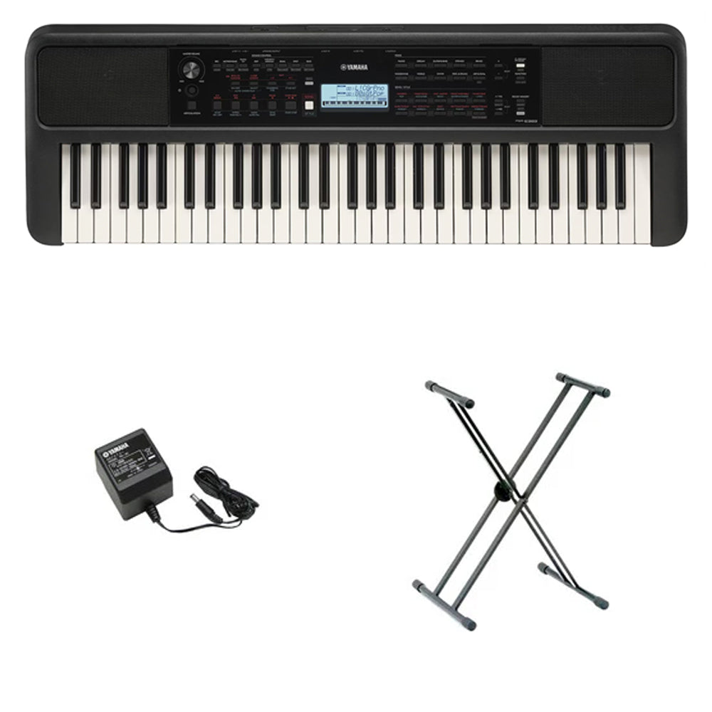Teclado Organeta Yamaha Psr-e383 Adaptador + Base Doble