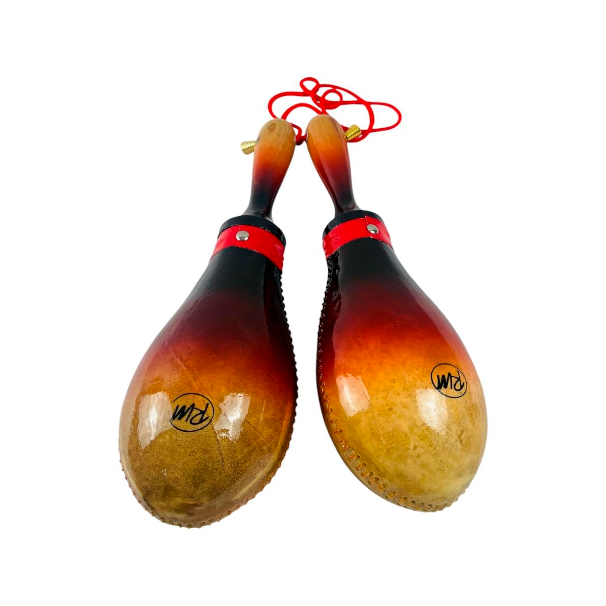 Par De Maracas En Cuero Natural + Estuche