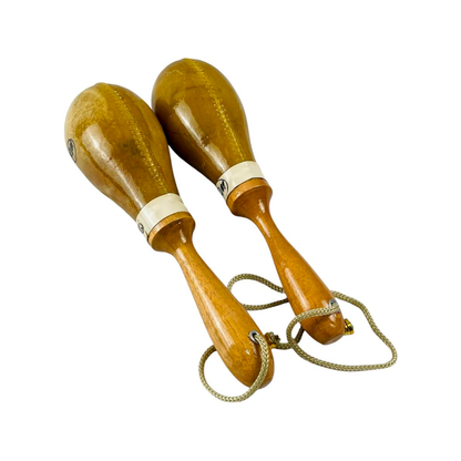 Par De Maracas En Cuero Natural + Estuche