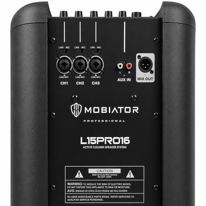 Sistema Line Aray Columna de Sonido 15" Mobiator LS15PRO16