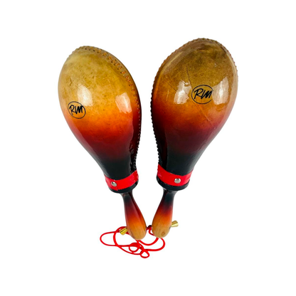 Par De Maracas En Cuero Natural + Estuche