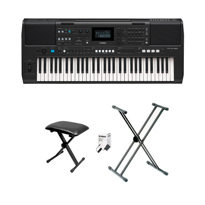 Teclado Yamaha Organeta PSR-E483 + Adap + Base Doble +Silla