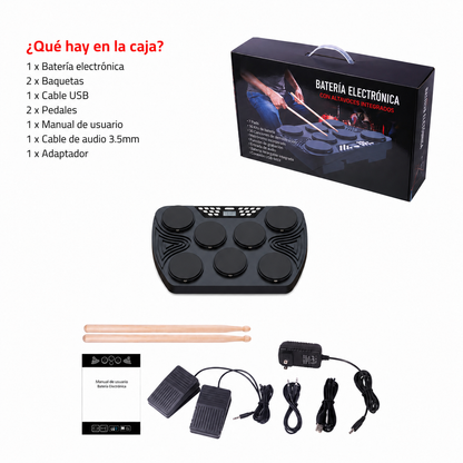 Batería Electrónica Portátil De Mesa 7 Pads - ED01