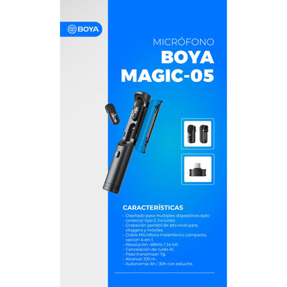 Micrófono Inalámbrico Boya Magic-05 Doble 4 En 1