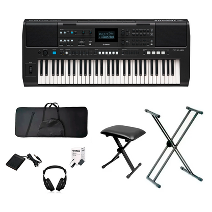 Teclado Yamaha Organeta PSR-E483 + Adap + Base Doble + Estuche Semiduro + Silla + Pedal+ Audifonos